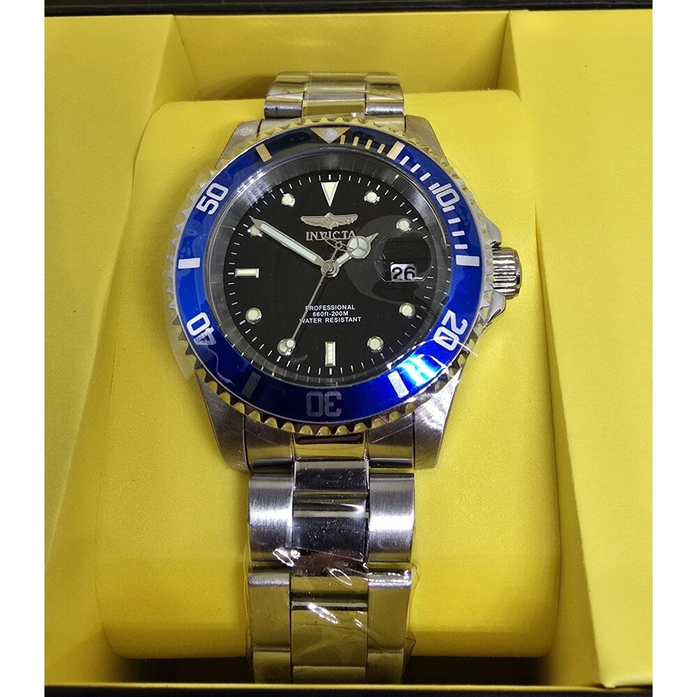 Invicta Pro Diver Men's Watch 40mm Black Dial Blue Bezel Steel 50940 Brand New
